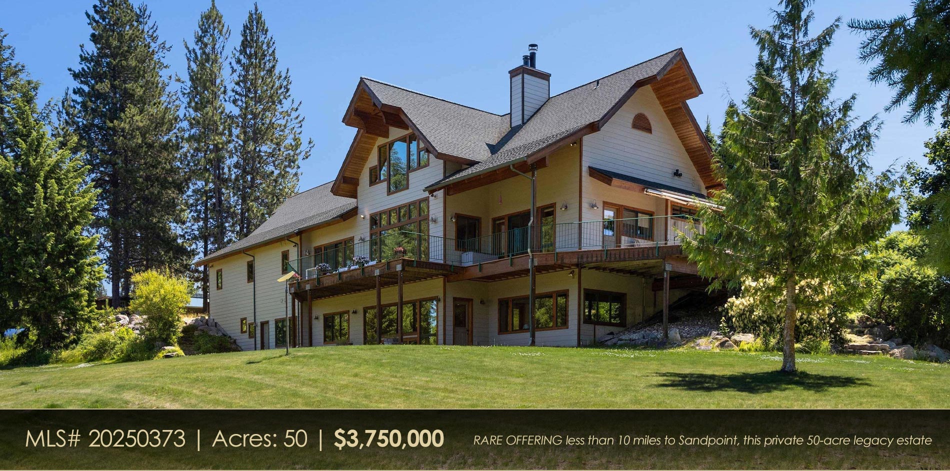 RARE OFFERING less than 10 miles to Sandpoint, this private 50-acre legacy estate
