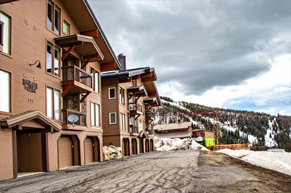 Exterior of Condo Village in the background