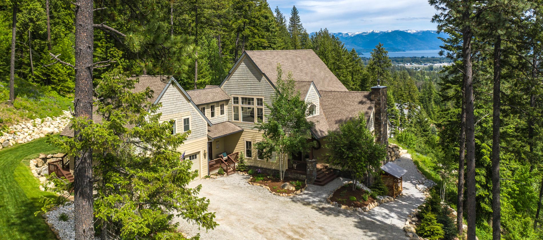 Sandpoint Lake View Home on 7.9 acres for sale Konniotto Lane