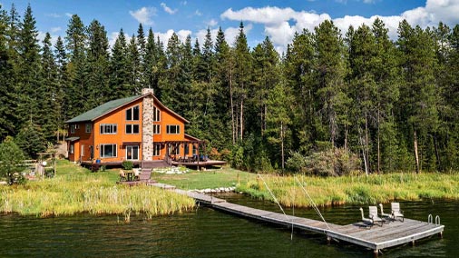 gorgeous 3000 sq ft Pend Oreille waterfront home, fantastic views with 110' of level frontag
